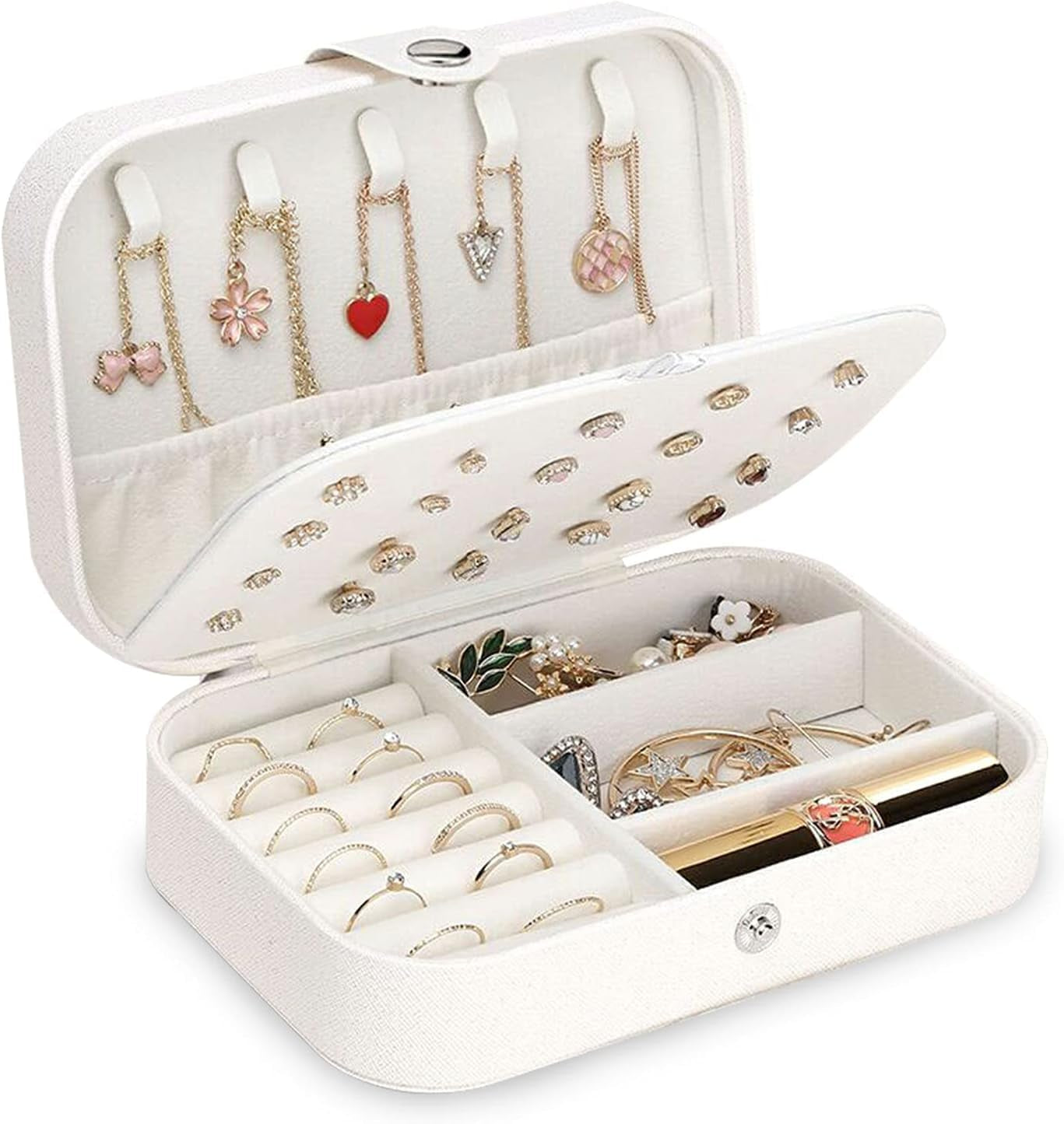 Travel Jewelry Box, Double Layer Small Jewelry Case Storage for Rings Earrings Necklace Bracelets, Premium PU Leather Jewelry Boxes Holder, Jewelry Box Organiser for Women Girls