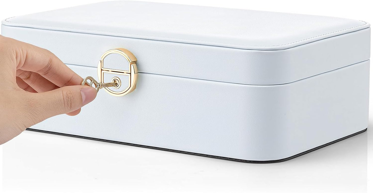 Jewelry Travel Organizer 2 Layer Travel Jewelry Case PU Leather Jewelry Organizer for Necklace Earring Storage Gifts for Girls Women