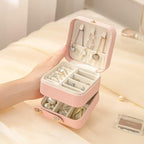Small Jewelry Box,  Portable Jewelry Box Organizer Pink Leather Mini Travel Jewelry Case for Rings Earrings Necklace Bracelets Jewelry for Women Girls