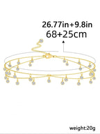 Women'S 2/4Pcs Faux Pearls Decor Pendants Waist Beads Chain, Elegant Zinc Alloy Belts Jewelry Accessories for Party Holiday Back to School, Waist Accessory. Cute Jewelry, Fashionable Body Chain