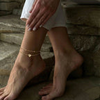 GANIA Gold-Plated Ankle Chain, Featuring Layered Heart Shapes and Beaded Designs, with a Series of Letters from a to Z. Fashionable Beach Accessories, with Waterproof and Sweat-Proof Technology, Simple and Elegant Style, Long-Lasting Durability.