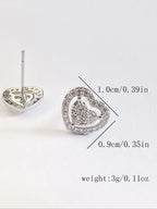 Women'S Elegant Heart & Bow Stud Earring Set, Copper Fabric, Gift Box Included, Perfect for All Seasons Cute Jewelry Collection, Jewelry Gifts, Heart Shaped Earrings