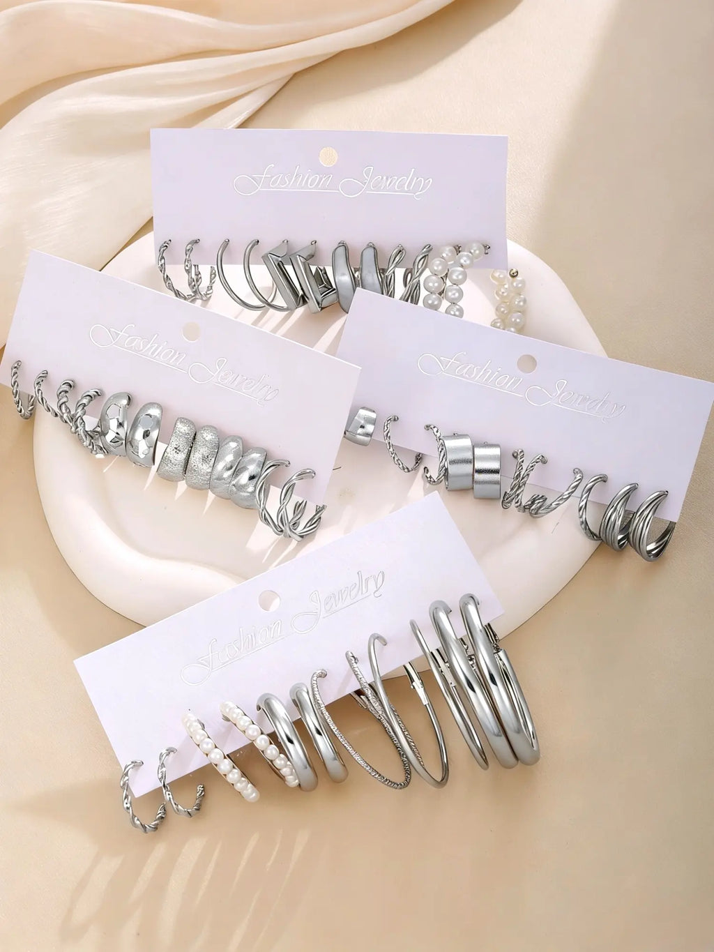 24 Pairs Elegant Alloy Flower Earrings Set, Hoop Earring Set with Mermaid Design, Perfect Gift for Women and Office Wear Jewelry Collection, Earring Stacking Set, Ear Accessories
