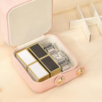 Small Jewelry Box,  Portable Jewelry Box Organizer Pink Leather Mini Travel Jewelry Case for Rings Earrings Necklace Bracelets Jewelry for Women Girls