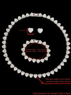 3-Piece Women'S Hip Hop Heart Chain Necklace & Bracelet & Artificial Zircon Earrings, Jewelry Gift for Women, All-Season Street Style Accessories, Fashion Jewelry Set, Matching Jewelry Set, Maximalist Jewelry Set, Choker Set, Heart Shine Set