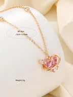 Rhinestone Decor Pendant Necklace as Perfect Gift for Girlfriend, Fashion Heart Shaped Artificial Crystal Alloy Jewelry, Daily Clothing Deco, Rhinestone Decorated Necklace