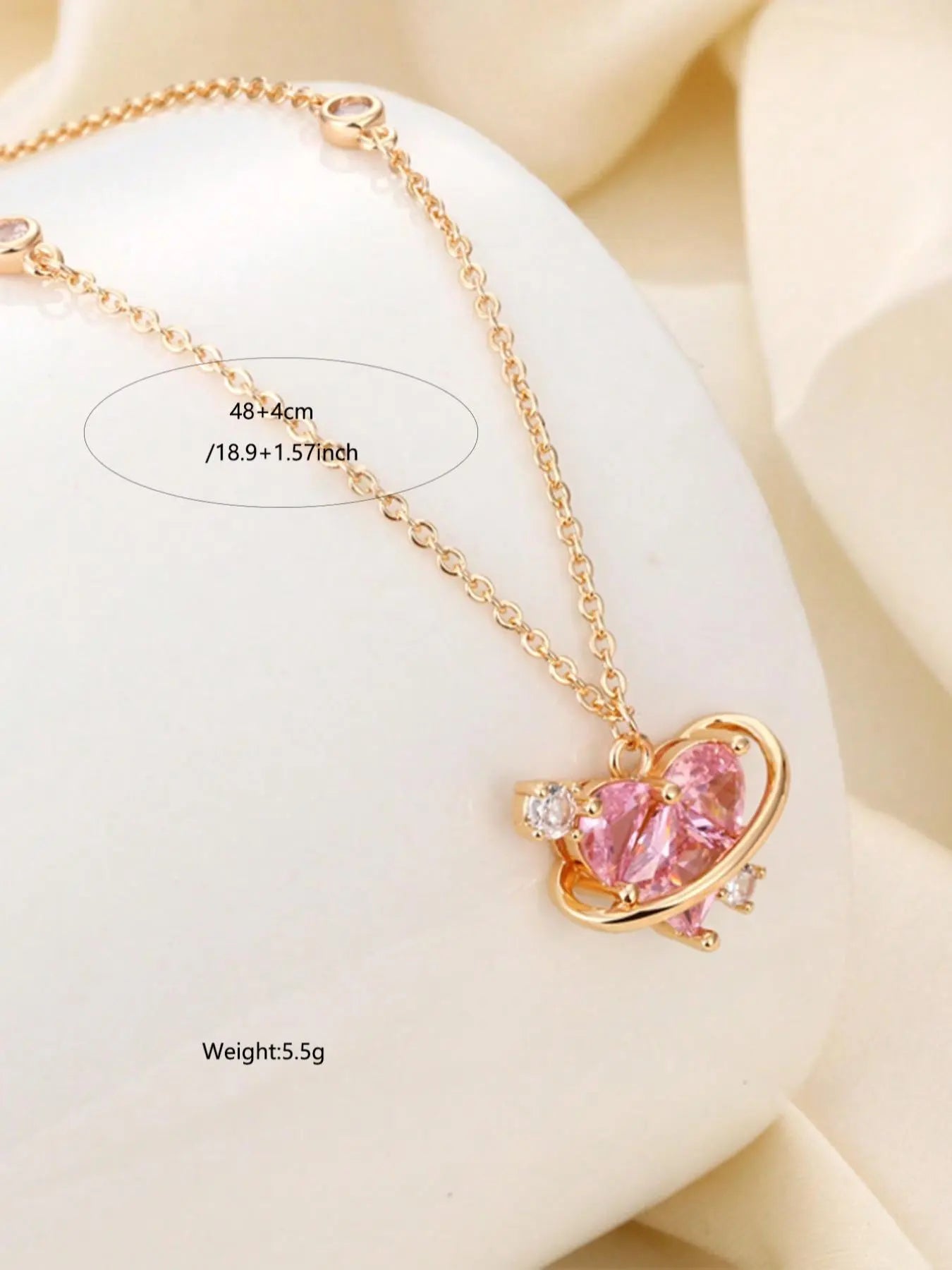 Rhinestone Decor Pendant Necklace as Perfect Gift for Girlfriend, Fashion Heart Shaped Artificial Crystal Alloy Jewelry, Daily Clothing Deco, Rhinestone Decorated Necklace