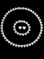 3-Piece Women'S Hip Hop Heart Chain Necklace & Bracelet & Artificial Zircon Earrings, Jewelry Gift for Women, All-Season Street Style Accessories, Fashion Jewelry Set, Matching Jewelry Set, Maximalist Jewelry Set, Choker Set, Heart Shine Set
