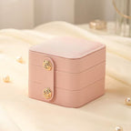 Small Jewelry Box,  Portable Jewelry Box Organizer Pink Leather Mini Travel Jewelry Case for Rings Earrings Necklace Bracelets Jewelry for Women Girls