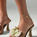 GANIA Gold-Plated Ankle Chain, Featuring Layered Heart Shapes and Beaded Designs, with a Series of Letters from a to Z. Fashionable Beach Accessories, with Waterproof and Sweat-Proof Technology, Simple and Elegant Style, Long-Lasting Durability.