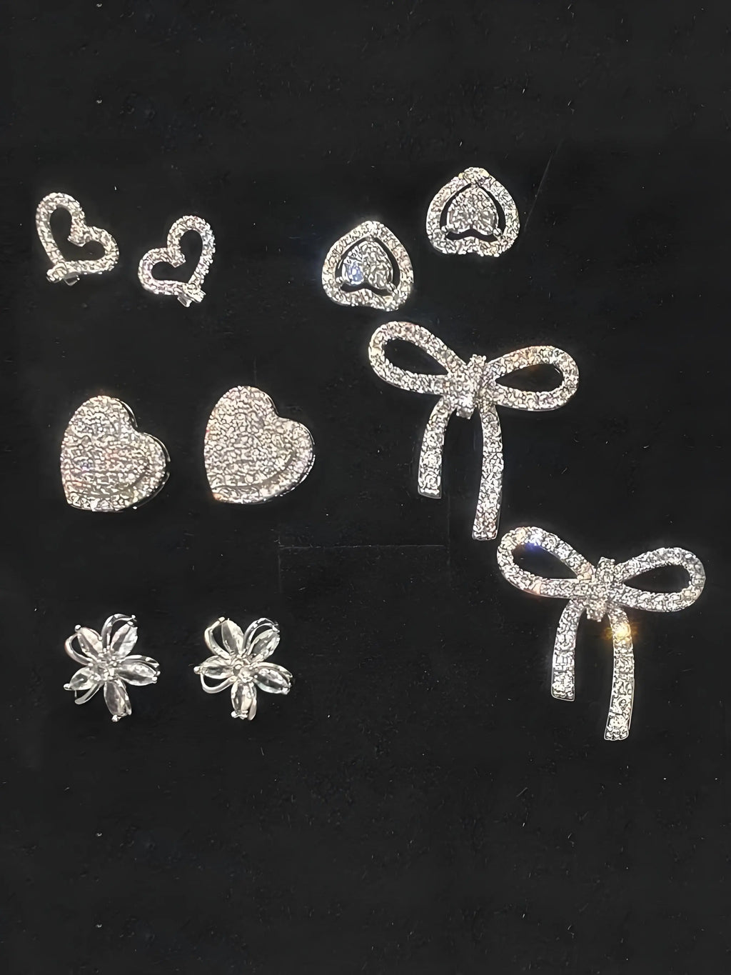 Women'S Elegant Heart & Bow Stud Earring Set, Copper Fabric, Gift Box Included, Perfect for All Seasons Cute Jewelry Collection, Jewelry Gifts, Heart Shaped Earrings