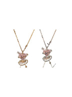 Rhinestone Decor Pendant Necklace as Perfect Gift for Girlfriend, Fashion Heart Shaped Artificial Crystal Alloy Jewelry, Daily Clothing Deco, Rhinestone Decorated Necklace