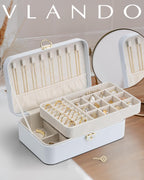 Jewelry Travel Organizer 2 Layer Travel Jewelry Case PU Leather Jewelry Organizer for Necklace Earring Storage Gifts for Girls Women
