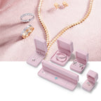 Pink Velvet Jewelry Box Set Jeweler Specialized Cases for Rings, Earrings, Bracelets, Necklaces, Premium Gift Storage Organizer