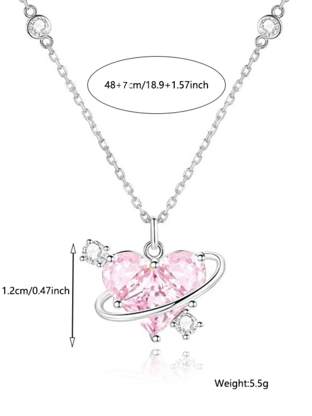 Rhinestone Decor Pendant Necklace as Perfect Gift for Girlfriend, Fashion Heart Shaped Artificial Crystal Alloy Jewelry, Daily Clothing Deco, Rhinestone Decorated Necklace