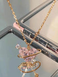 Rhinestone Decor Pendant Necklace as Perfect Gift for Girlfriend, Fashion Heart Shaped Artificial Crystal Alloy Jewelry, Daily Clothing Deco, Rhinestone Decorated Necklace