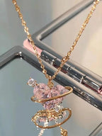 Rhinestone Decor Pendant Necklace as Perfect Gift for Girlfriend, Fashion Heart Shaped Artificial Crystal Alloy Jewelry, Daily Clothing Deco, Rhinestone Decorated Necklace
