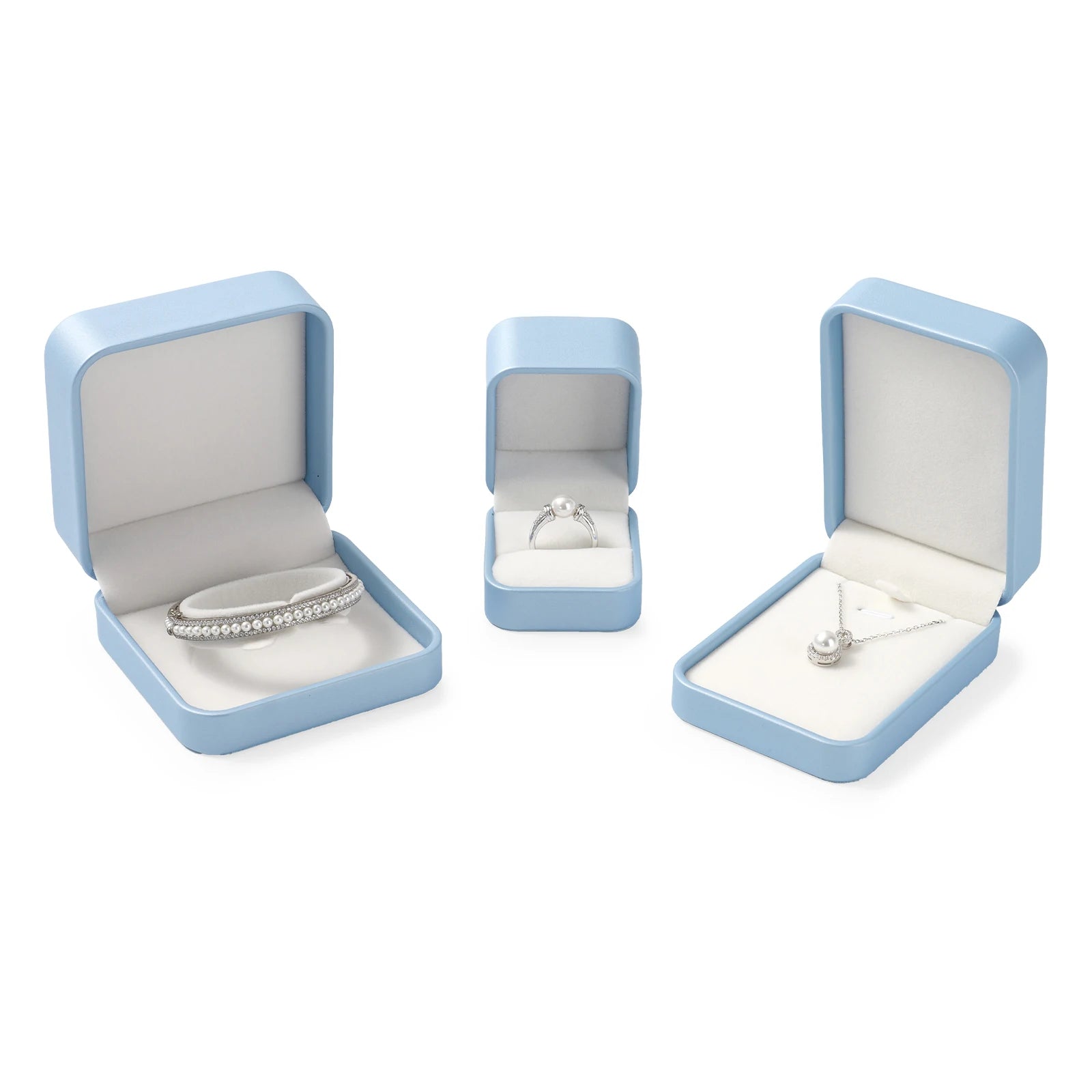 Premium Blue Jewelry Box with Velvet Lining Packaging for Necklaces/Rings/Earrings, Organized for Families and Jewellers
