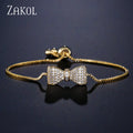ZAKOL Fashion Bow Zirconia Crystal Adjustable Bracelet & Bangle for Women Brilliant CZ Party Jewelry
