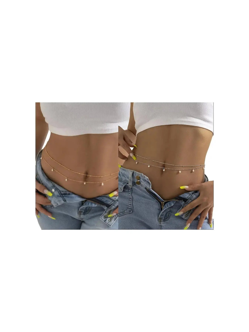 Women'S 2/4Pcs Faux Pearls Decor Pendants Waist Beads Chain, Elegant Zinc Alloy Belts Jewelry Accessories for Party Holiday Back to School, Waist Accessory. Cute Jewelry, Fashionable Body Chain