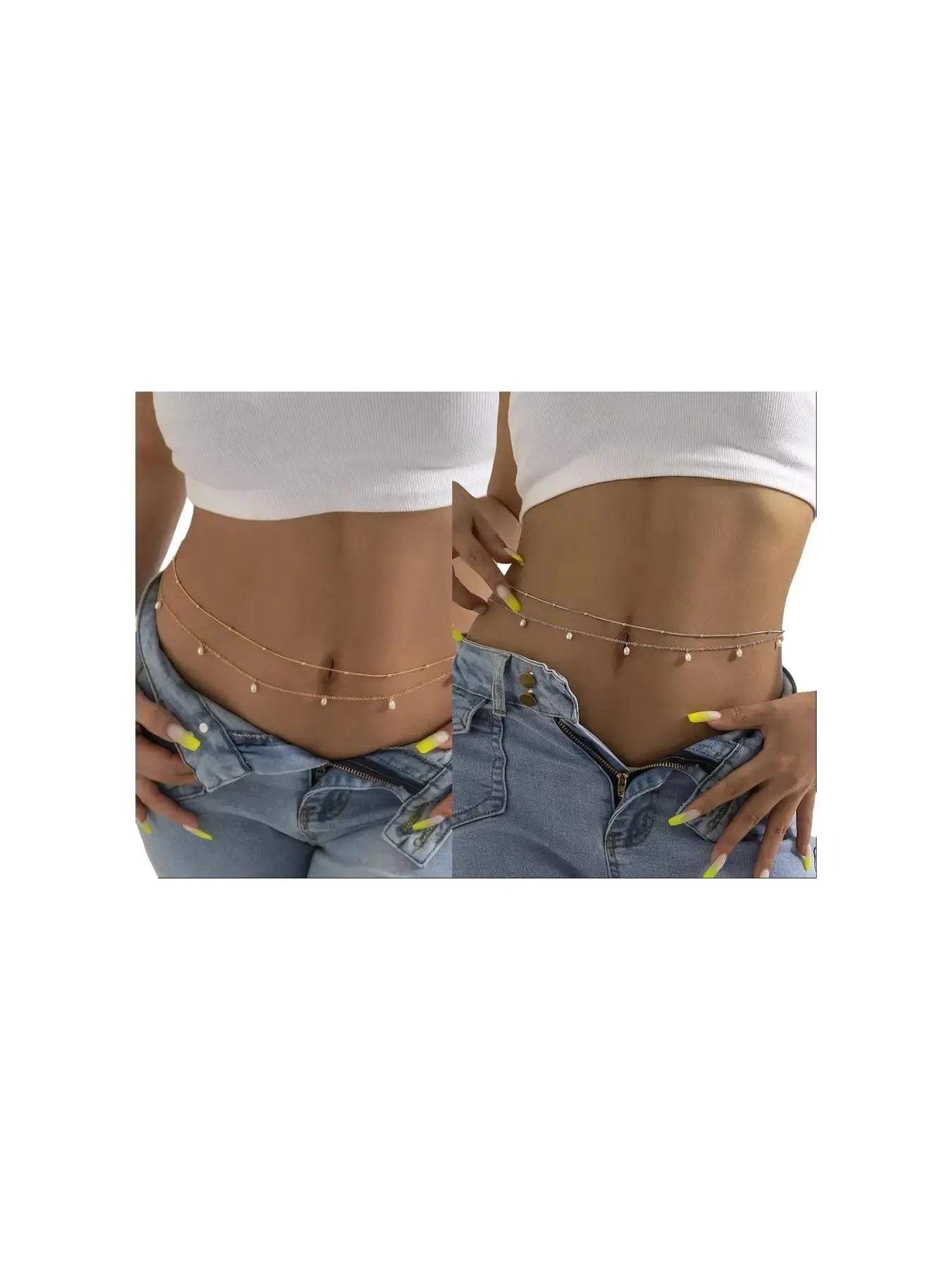 Women'S 2/4Pcs Faux Pearls Decor Pendants Waist Beads Chain, Elegant Zinc Alloy Belts Jewelry Accessories for Party Holiday Back to School, Waist Accessory. Cute Jewelry, Fashionable Body Chain