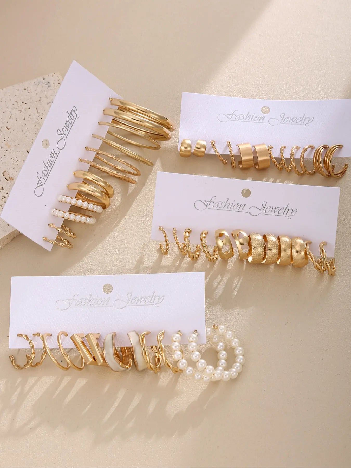 24 Pairs Elegant Alloy Flower Earrings Set, Hoop Earring Set with Mermaid Design, Perfect Gift for Women and Office Wear Jewelry Collection, Earring Stacking Set, Ear Accessories
