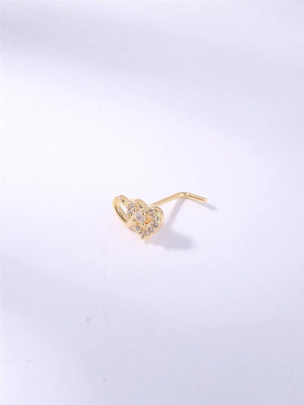 Heart Shaped L Shape Nose Stud, Rhinestone Decor Nose Ring, Nose Rings Studs, Nose Piercing Jewelry, Fashionable Love Body Jewelry for Women & Girls, Trendy All-Match & Exquisite Jewelry for Birthday Gift, Chic Body Jewelry