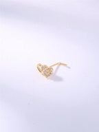 Heart Shaped L Shape Nose Stud, Rhinestone Decor Nose Ring, Nose Rings Studs, Nose Piercing Jewelry, Fashionable Love Body Jewelry for Women & Girls, Trendy All-Match & Exquisite Jewelry for Birthday Gift, Chic Body Jewelry