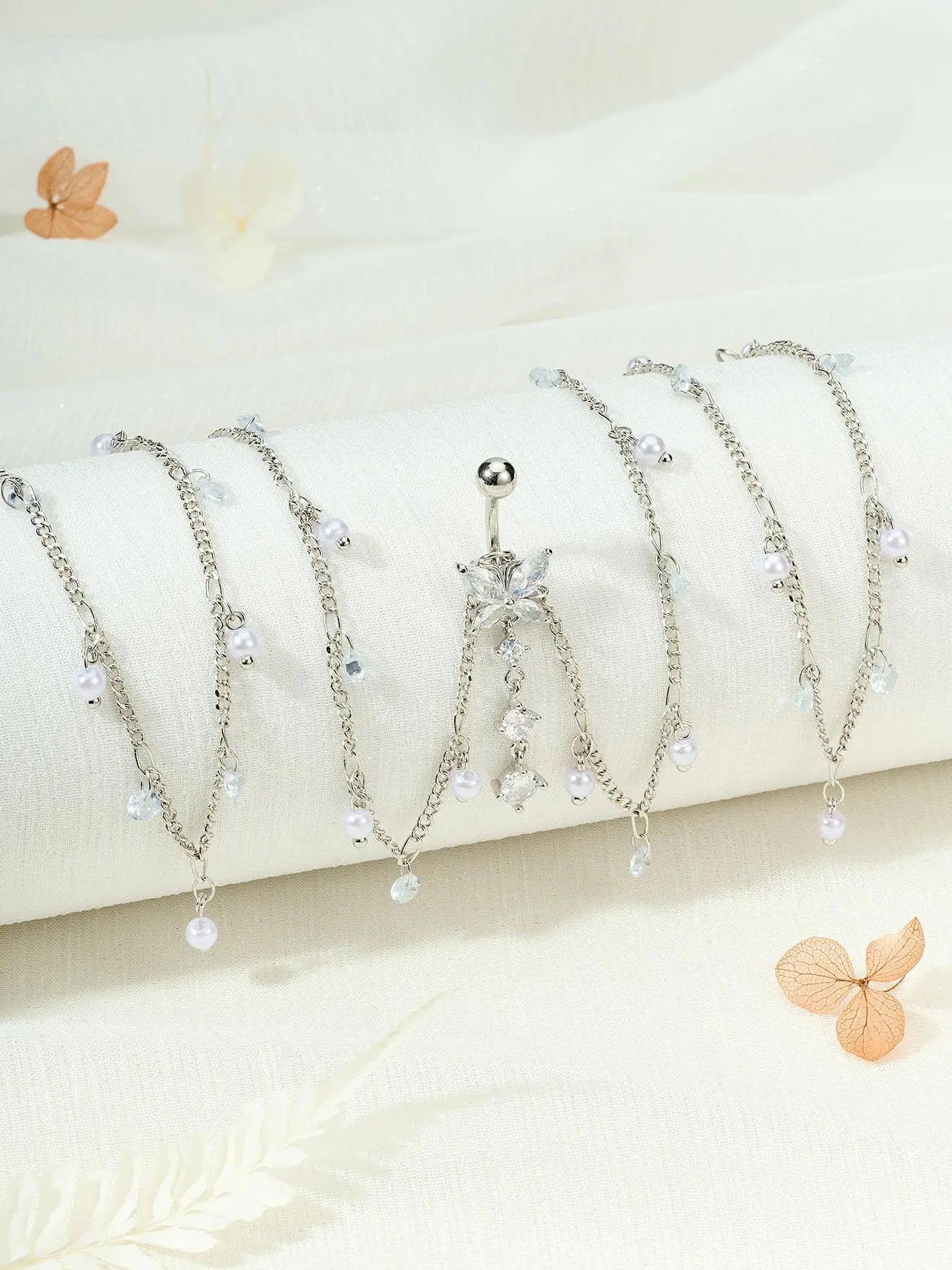 Women'S Elegant Rhinestone Decorated Belly Rings, Exquisite Trendy Belly Piercing Jewelry, Chic Body High Quality Jewelry for Party & Daily Decor, Septum Jewelry, Belly Button Ring, Navel Ring, Piercings Jewelry