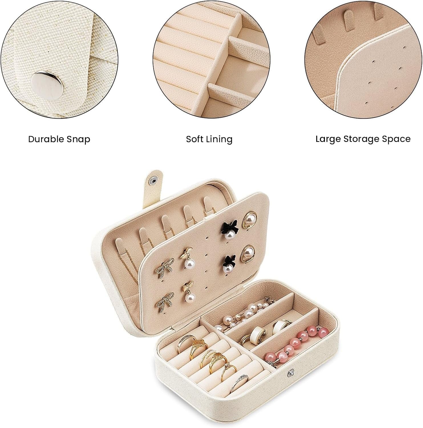 Travel Jewelry Box, Double Layer Small Jewelry Case Storage for Rings Earrings Necklace Bracelets, Premium PU Leather Jewelry Boxes Holder, Jewelry Box Organiser for Women Girls