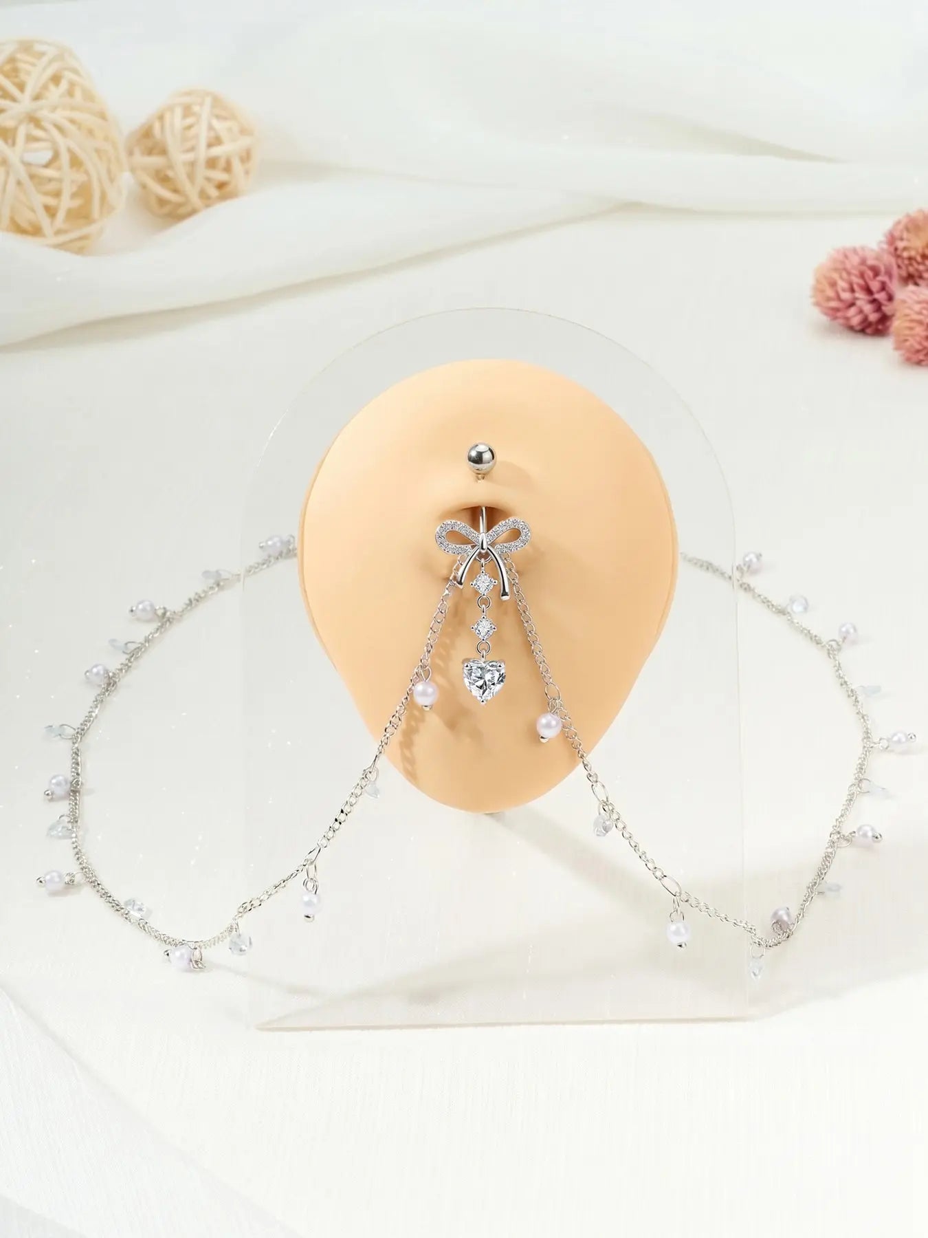 Women'S Elegant Rhinestone Decorated Belly Rings, Exquisite Trendy Belly Piercing Jewelry, Chic Body High Quality Jewelry for Party & Daily Decor, Septum Jewelry, Belly Button Ring, Navel Ring, Piercings Jewelry