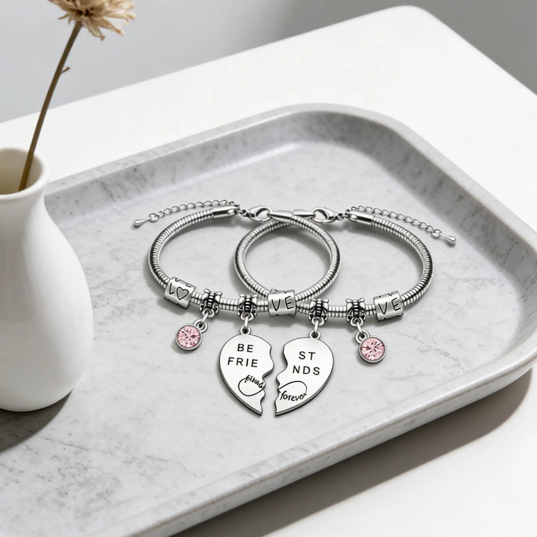 Sisters Best Friend Matching Bracelet, Cute Stainless Steel Jewelry for Girls, Birthday & Christmas Gift Ideas, Fashion Accessories for Women & Girls