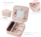 Travel Jewelry Case Travel Jewelry Box Travel Jewelry Organizer Small Box Gift for Girls Women with Mirror(Pink)