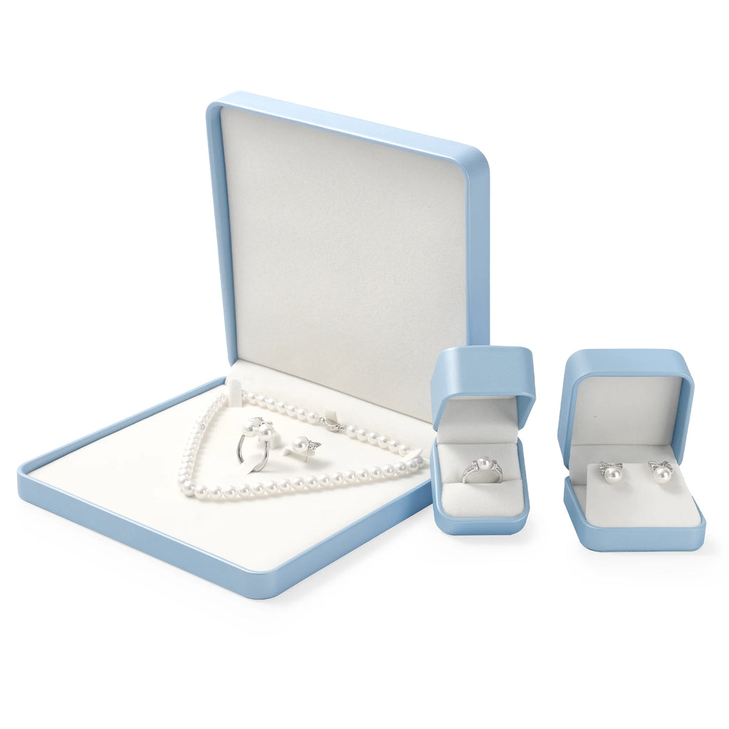 Premium Blue Jewelry Box with Velvet Lining Packaging for Necklaces/Rings/Earrings, Organized for Families and Jewellers