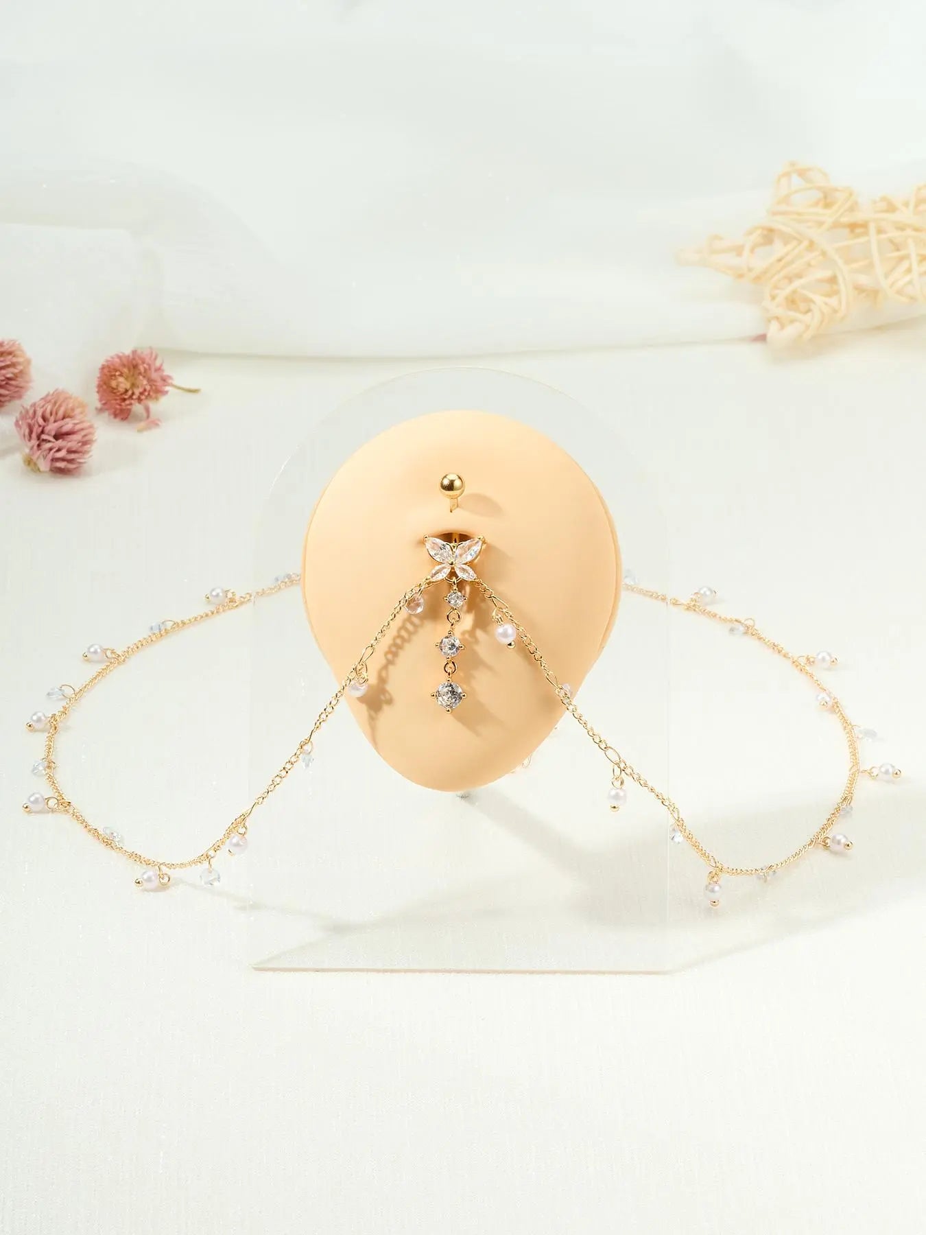 Women'S Elegant Rhinestone Decorated Belly Rings, Exquisite Trendy Belly Piercing Jewelry, Chic Body High Quality Jewelry for Party & Daily Decor, Septum Jewelry, Belly Button Ring, Navel Ring, Piercings Jewelry